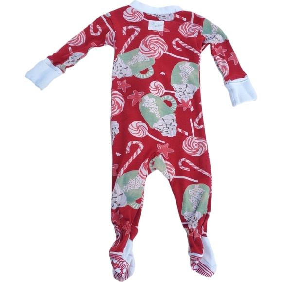 Burt's Bees Baby One-piece Sleeper Footie Pajama Red Holiday 0-3 Month - Picture 2 of 4
